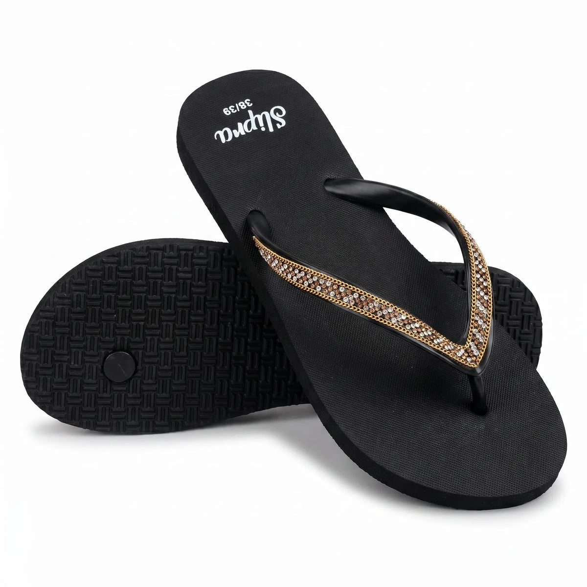 Black Slipra with Golden Tape detail view