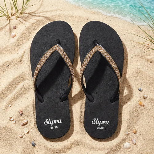 Black Slipra with Golden Tape lifestyle view