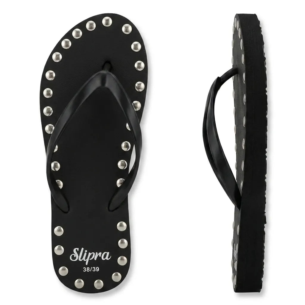 Black Slipra with Pearl Studs angle view