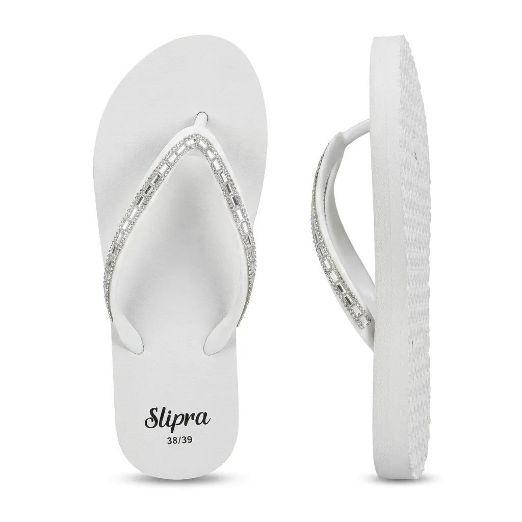 White Slipra with Crystal Tape angle view