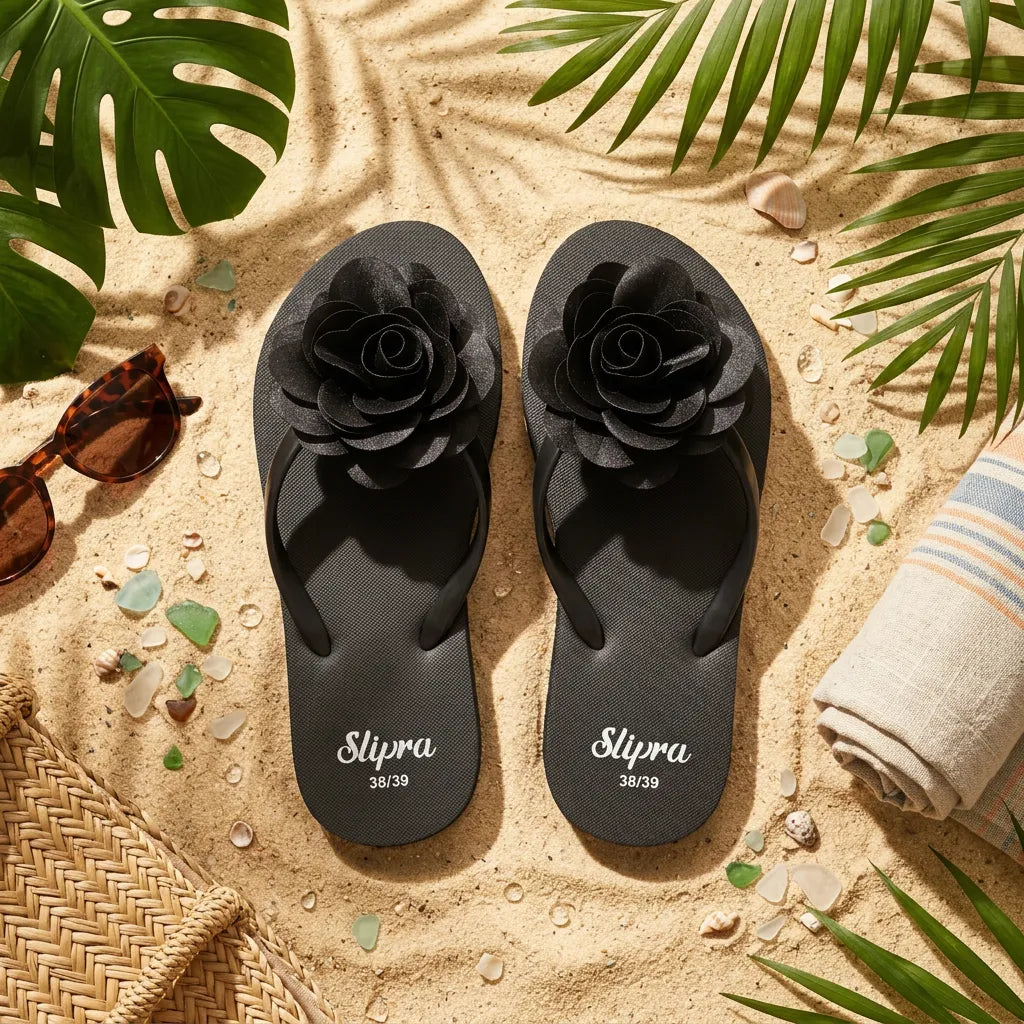 Black Slipra with Flower cover view